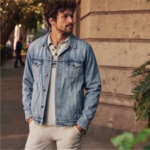 Marine Layer Jace Denim Jacket Trucker Blue Lightweight Shirt Small